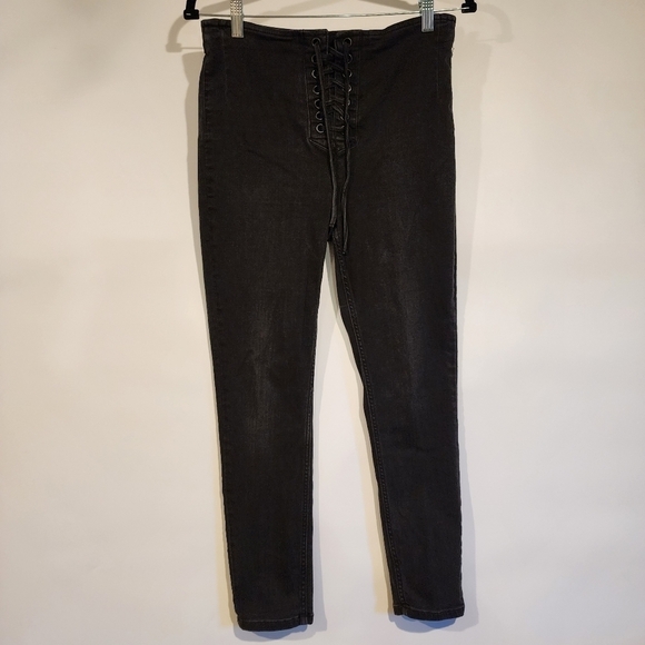 Urban Outfitters Twig High Rise Skinny Lace Up Corset Tie Stretch Denim Jeans 28 - Picture 3 of 10